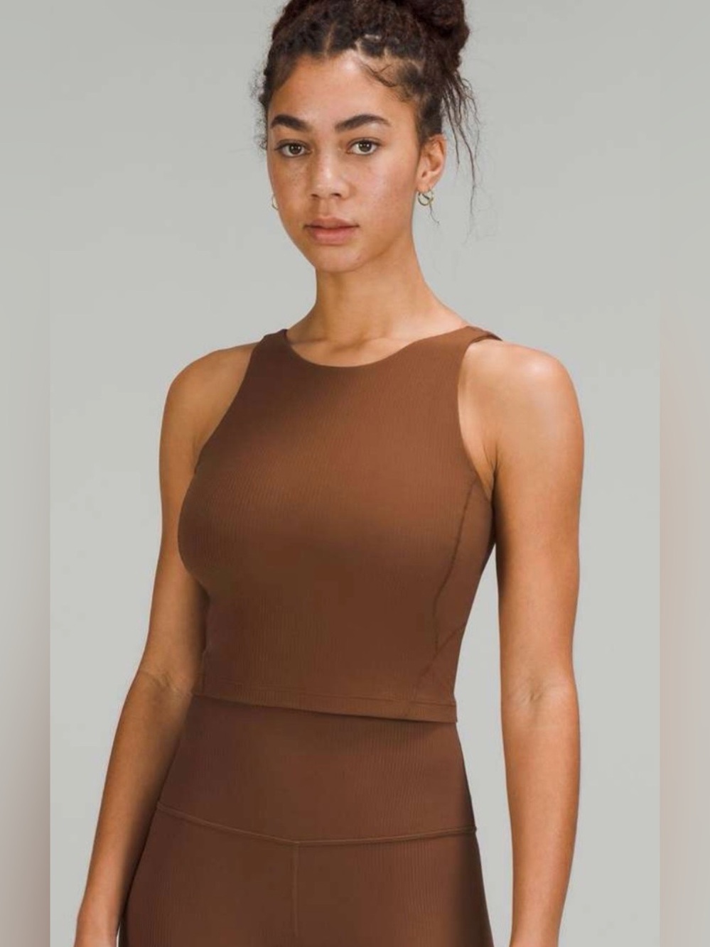 Lululemon Align Ribbed High-Neck Tank Top in Roasted Brown | Size 6